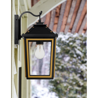 Hawkins 1-Light Matte Black + Textured Gold Outdoor Sconce
