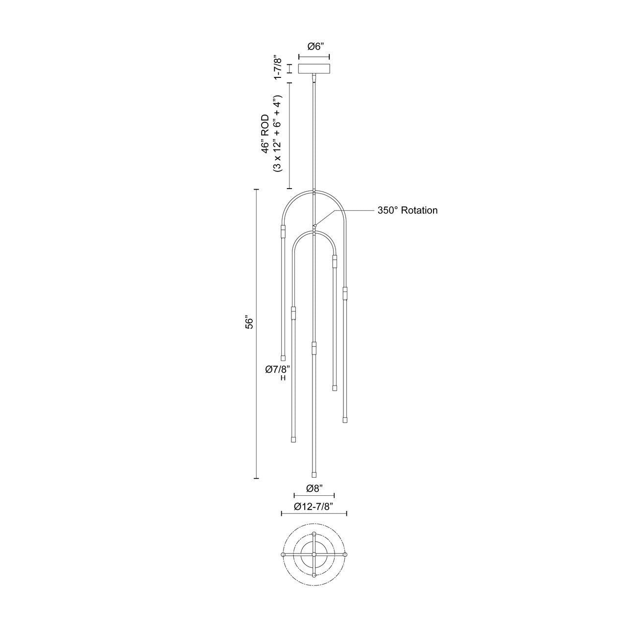Honour Pendant, 1-Light, LED, Urban Bronze, 56"H PD317005UB