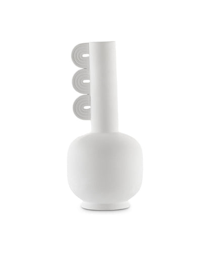 Currey and Company Happy 40 Three Wings White Vase Textured White