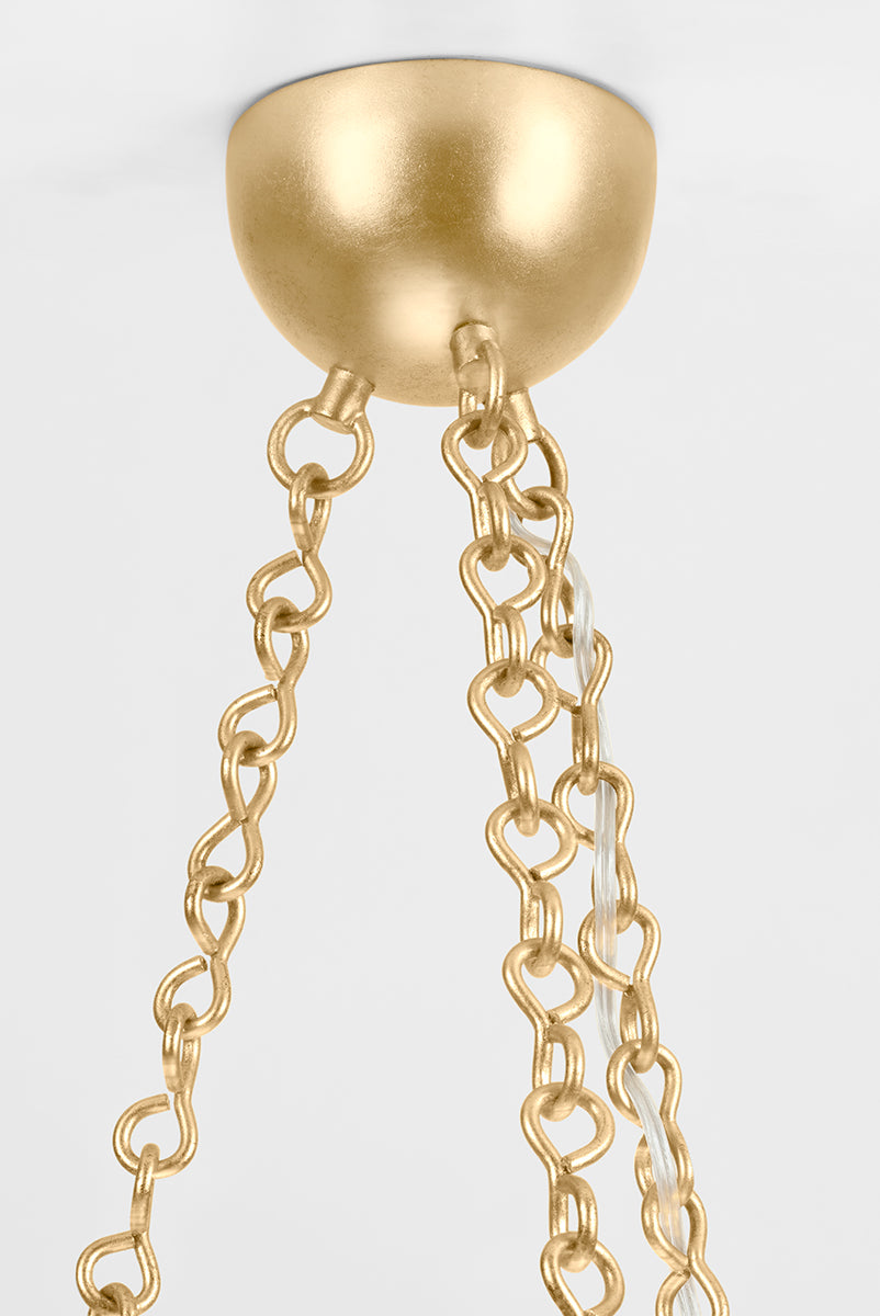 Hudson Valley Hayworth 6-Light Chandelier Vintage Gold Leaf detail view 6