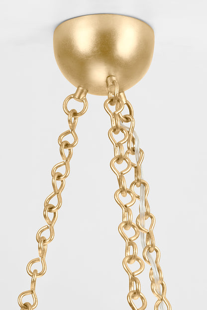 Hudson Valley Hayworth 6-Light Chandelier Vintage Gold Leaf detail view 6