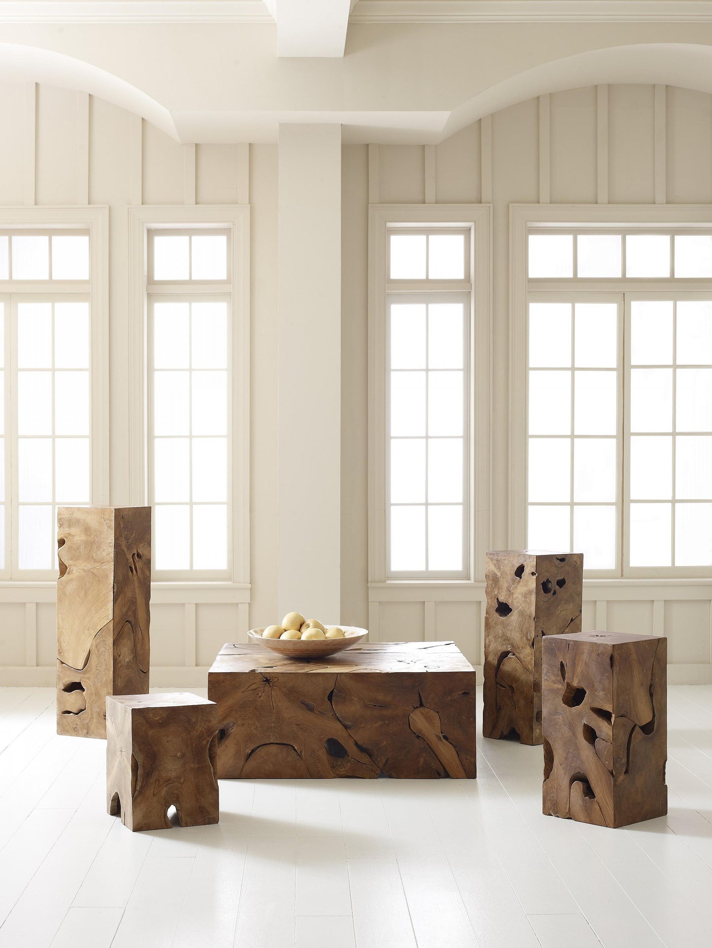 Teak Slice 24-Inch Pedestal Table