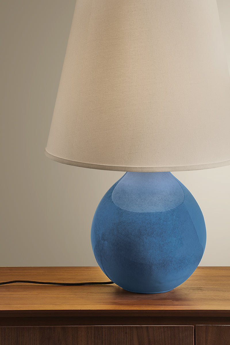 Troy Jarvis Table Lamp Patina Brass / Ceramic Dappled Lapis Detail 3