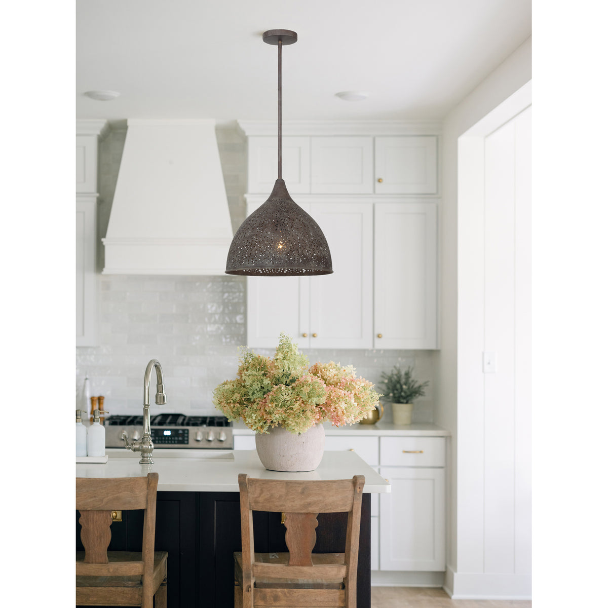 Jasmine 1 Light Forged Bronze Pendant