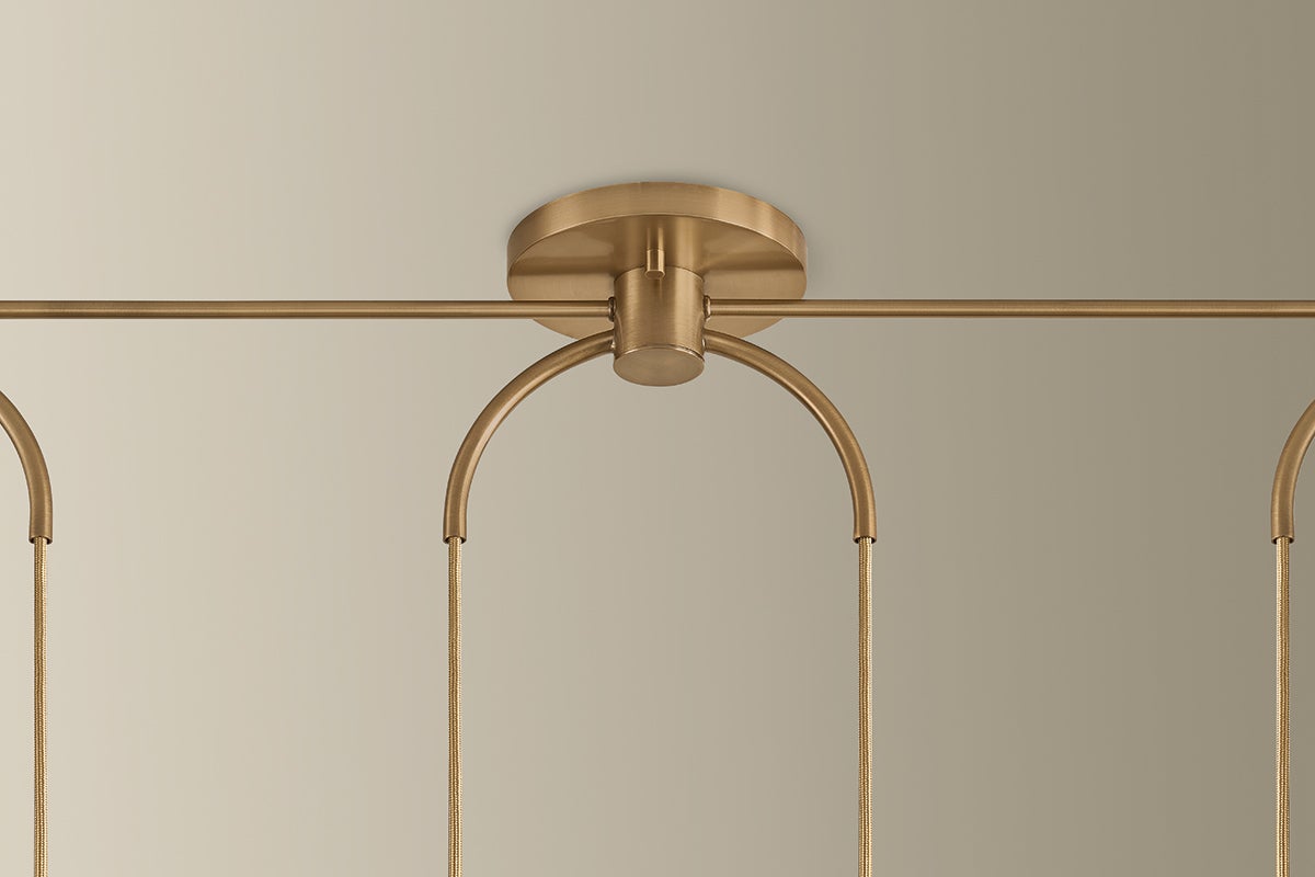 Troy Jove Linear Chandelier Patina Brass Detail 2