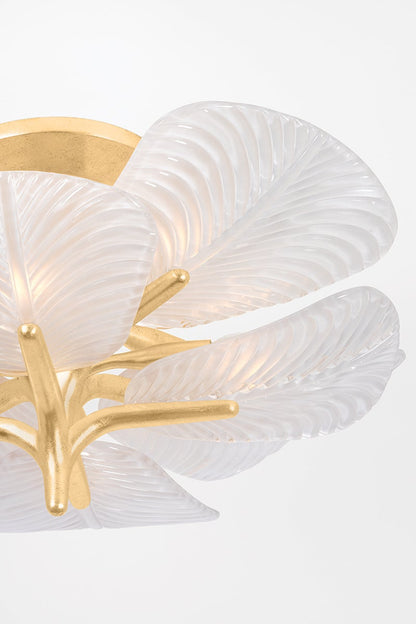 Corbett Kamal Semi-Flush Mount Vintage Gold Leaf Detail 3