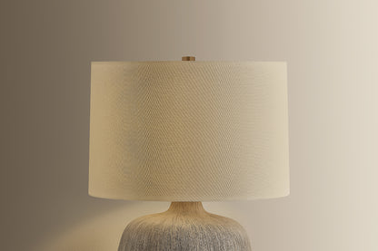 Troy Keagan Table Lamp Patina Brass / Ceramic Stria Wheat Detail 1