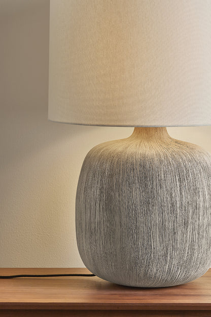 Troy Keagan Table Lamp Patina Brass / Ceramic Stria Wheat Detail 3