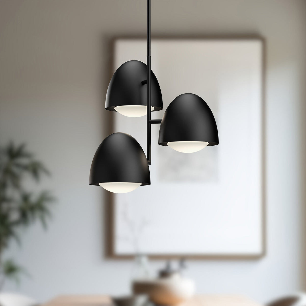 Kenji 24" Opal Glass 3-Light Chandelier