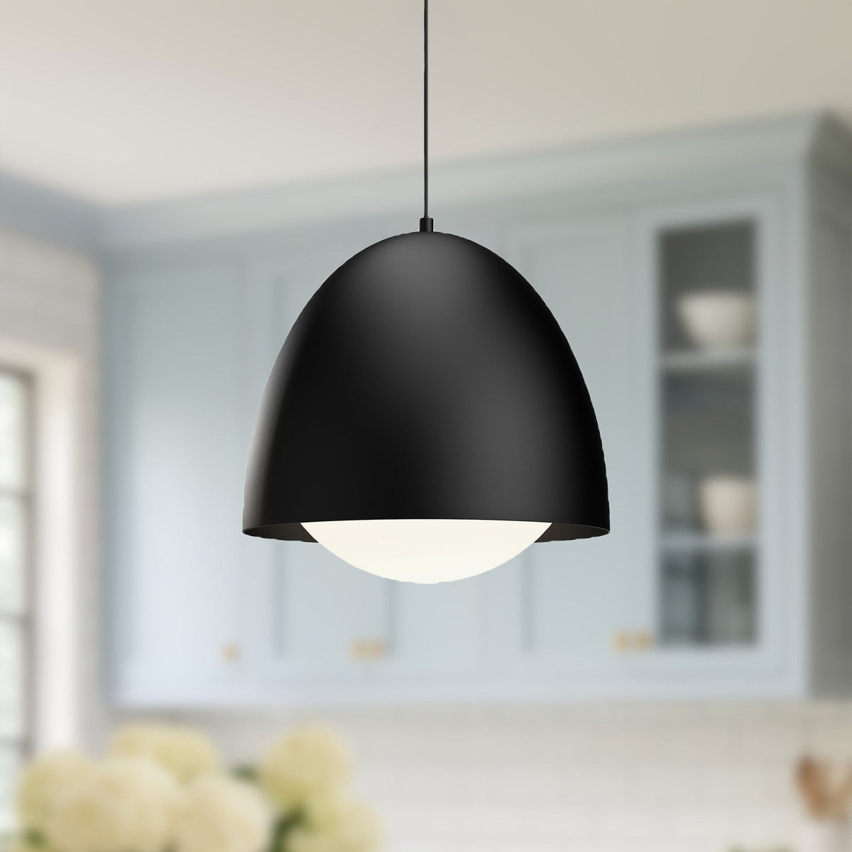 Kenji 16" Opal Glass 1-Light Pendant