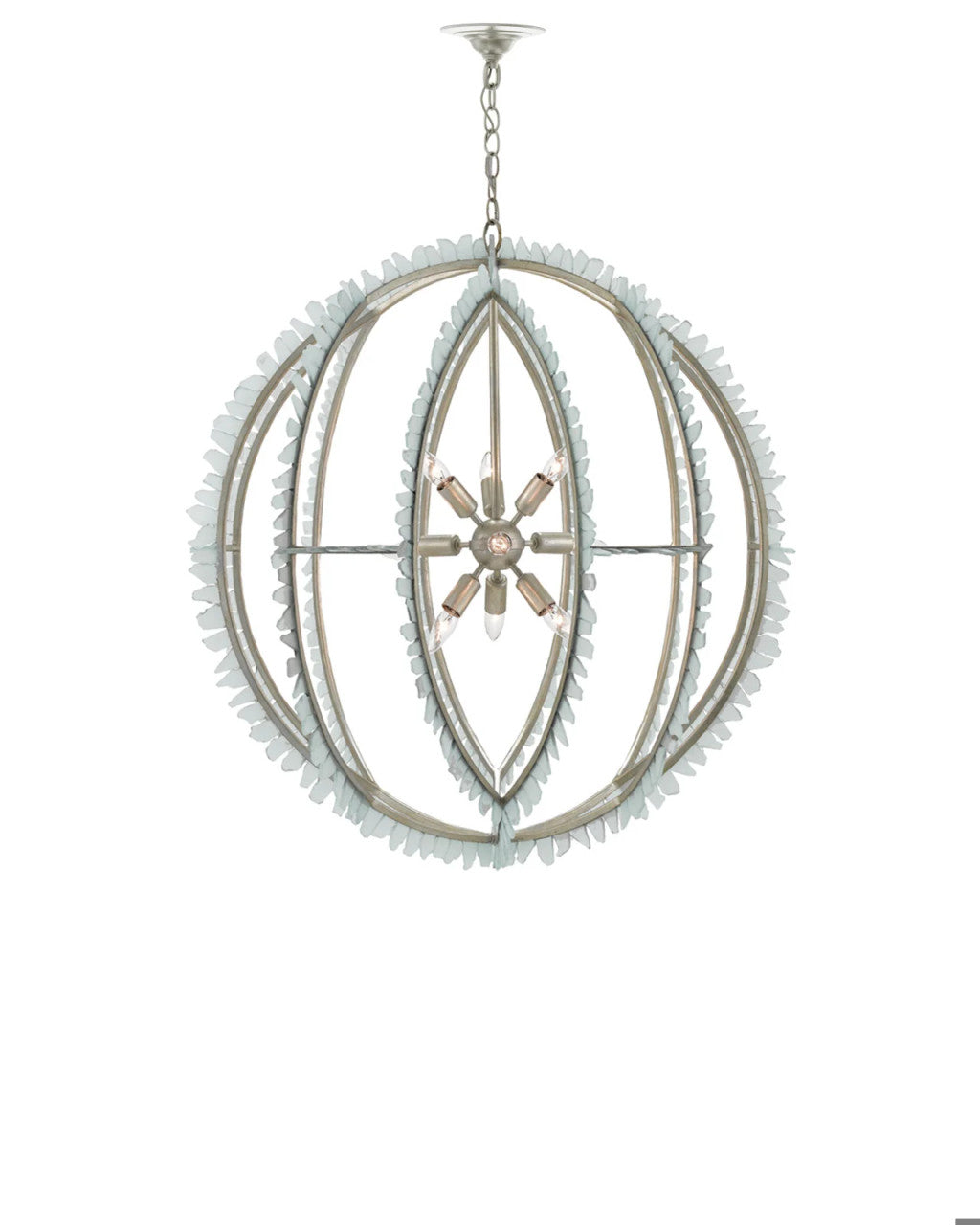 Saltwater Silver Orb Chandelier, Currey and Company (9000-0210 KLTU)