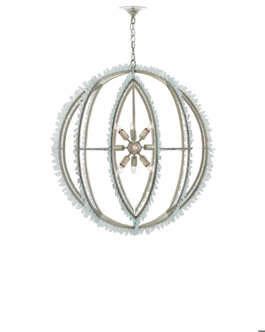 Saltwater Silver Orb Chandelier, Currey and Company (9000-0210 KLTU)