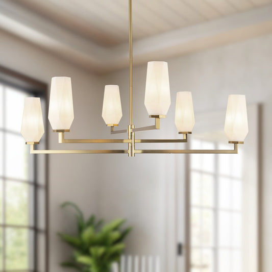 Krysta 35" Opal Glass 6-Light Chandelier