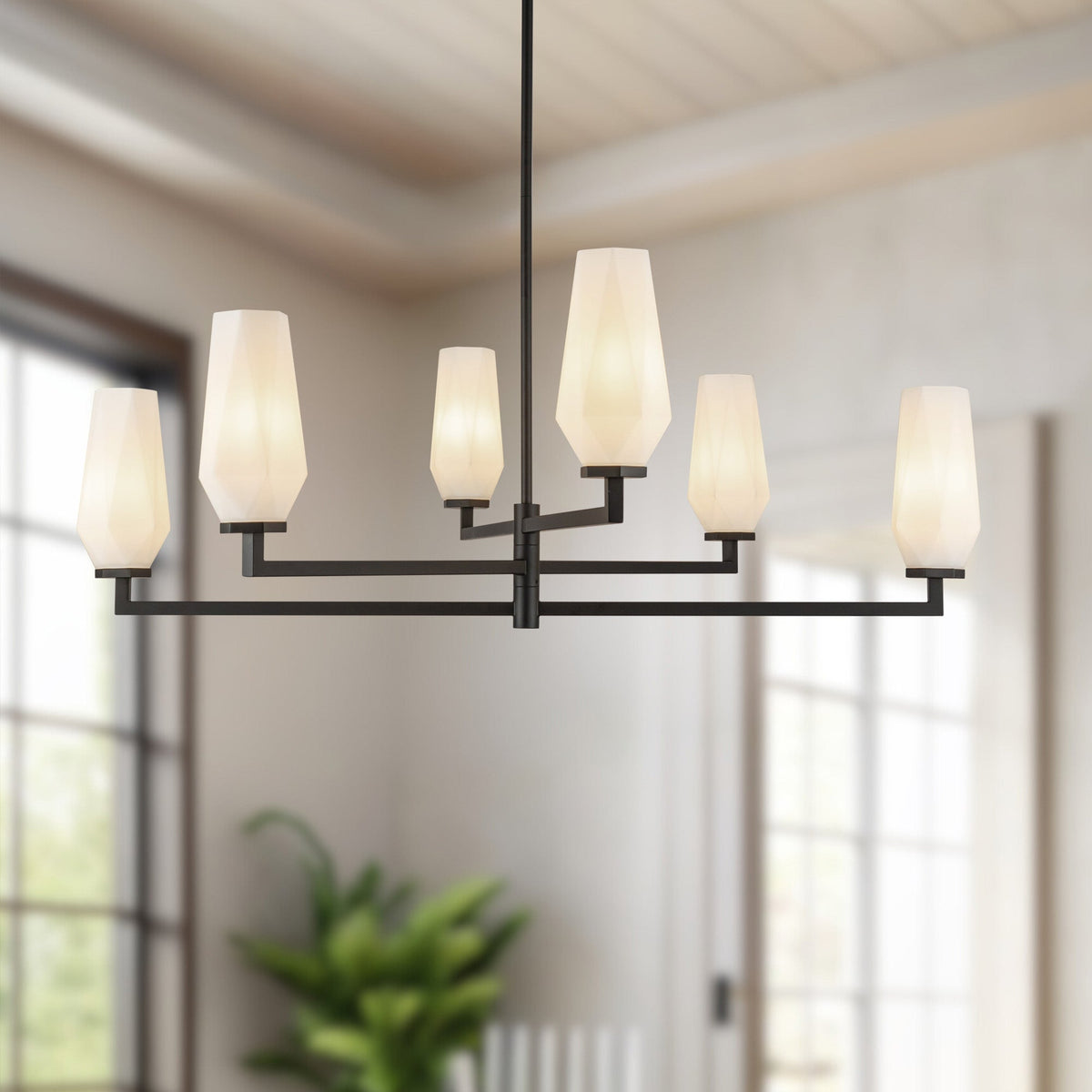 Krysta 35" Opal Glass 6-Light Chandelier