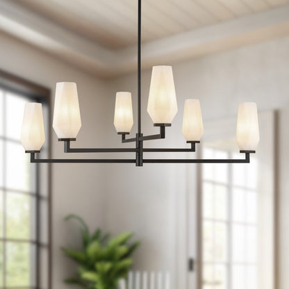 Krysta 35" Opal Glass 6-Light Chandelier