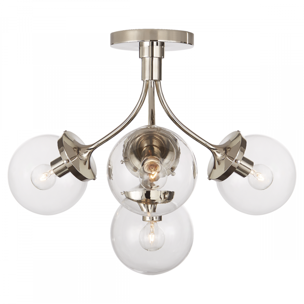 Visual Comfort Signature Prescott Semi-Flush Mount Polished Nickel