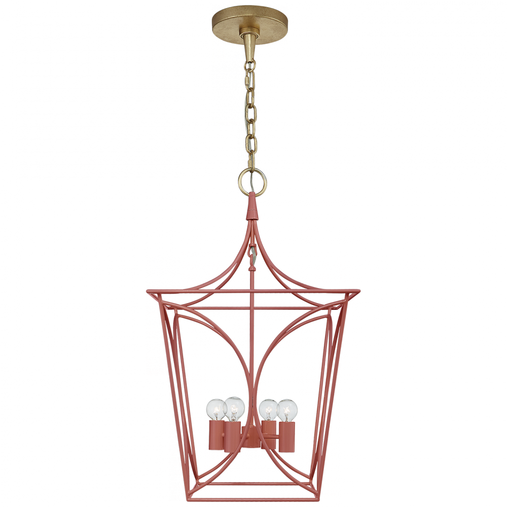 Visual Comfort Signature Cavanagh Lantern Pendant Coral and Gild