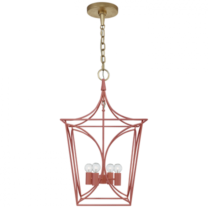 Visual Comfort Signature Cavanagh Lantern Pendant Coral and Gild