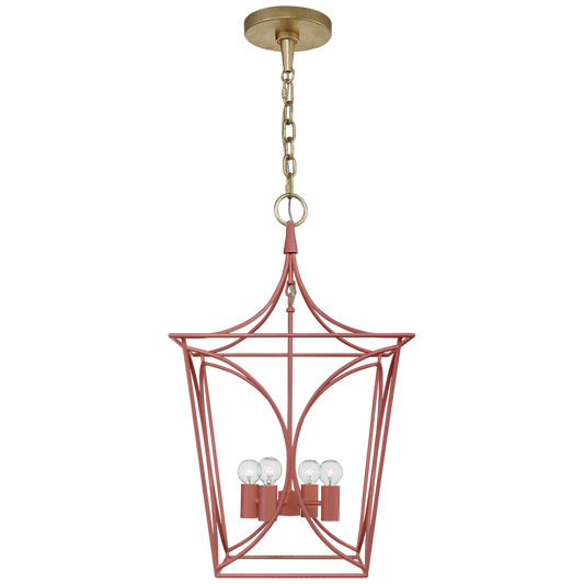 Visual Comfort Signature Cavanagh Lantern Pendant Coral and Gild