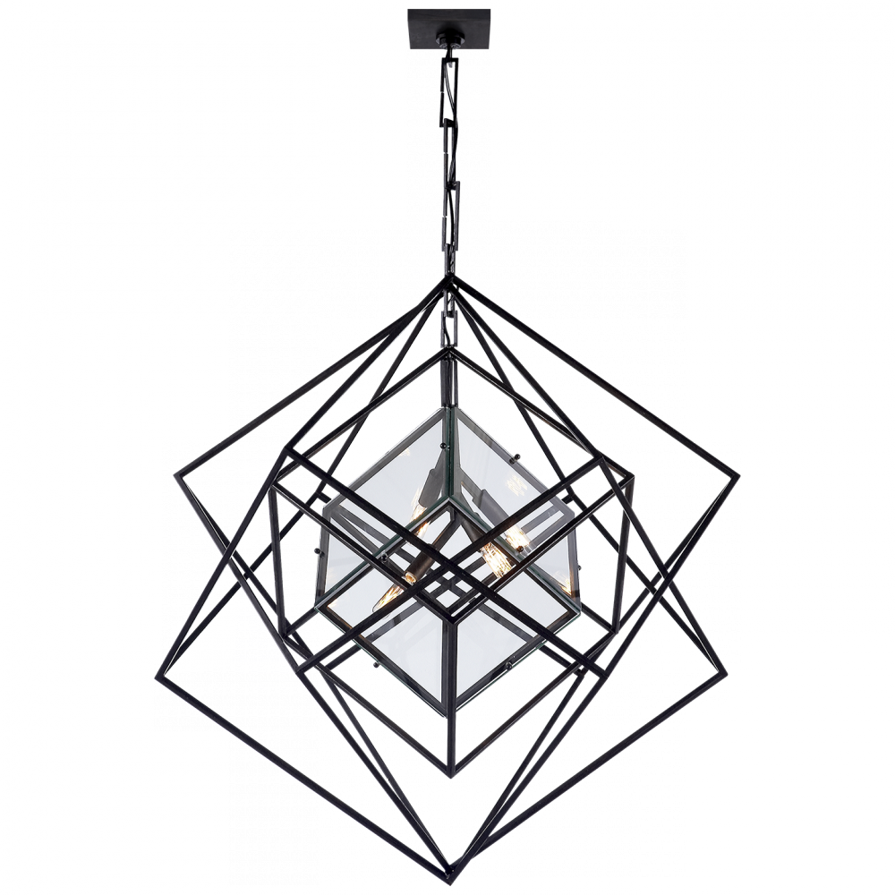 Visual Comfort Signature Cubist Chandelier Aged Iron