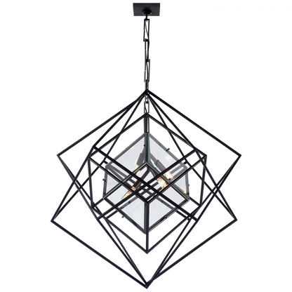 Visual Comfort Signature Cubist Chandelier Aged Iron