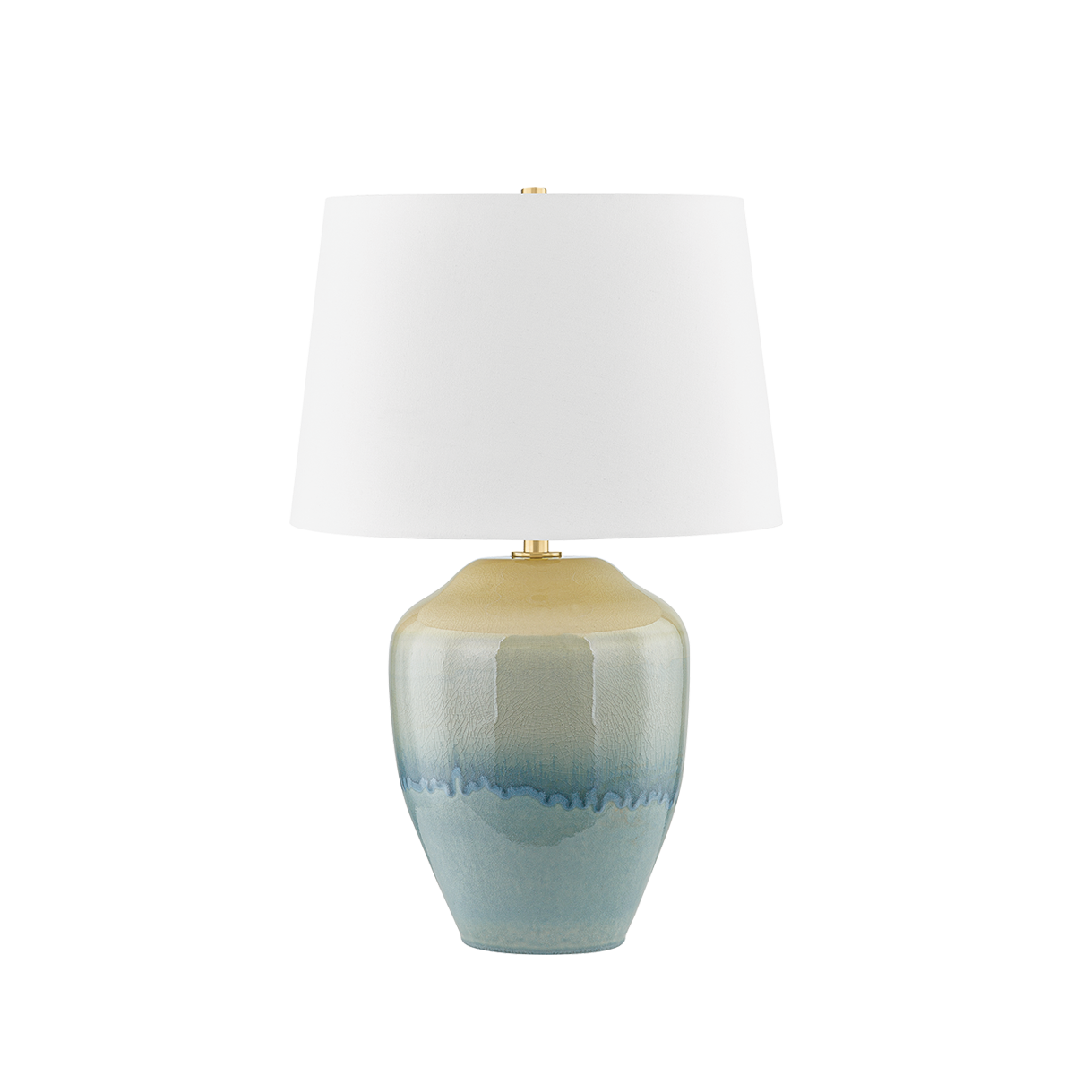 Hudson Valley Montville Table Lamp Aged Brass/Ceramic Crackle Emerald Tide
