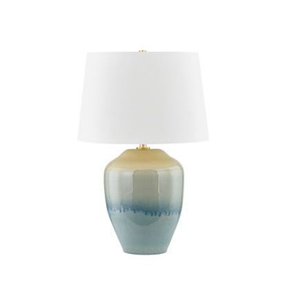 Hudson Valley Montville Table Lamp Aged Brass/Ceramic Crackle Emerald Tide