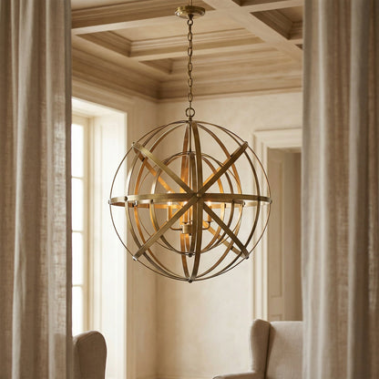 Noir Alchemy Chandelier Antique Brass styled in an interior setting