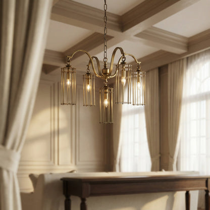 Noir Chandler Chandelier Antique Brass styled in an interior setting