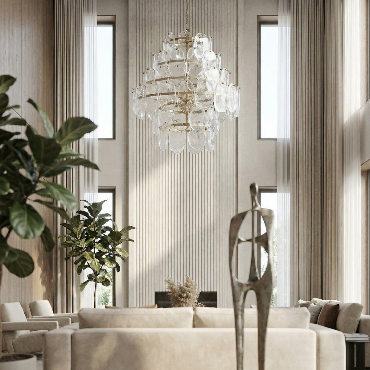 Noir Mystic Chandelier Antique Brass styled in an interior setting