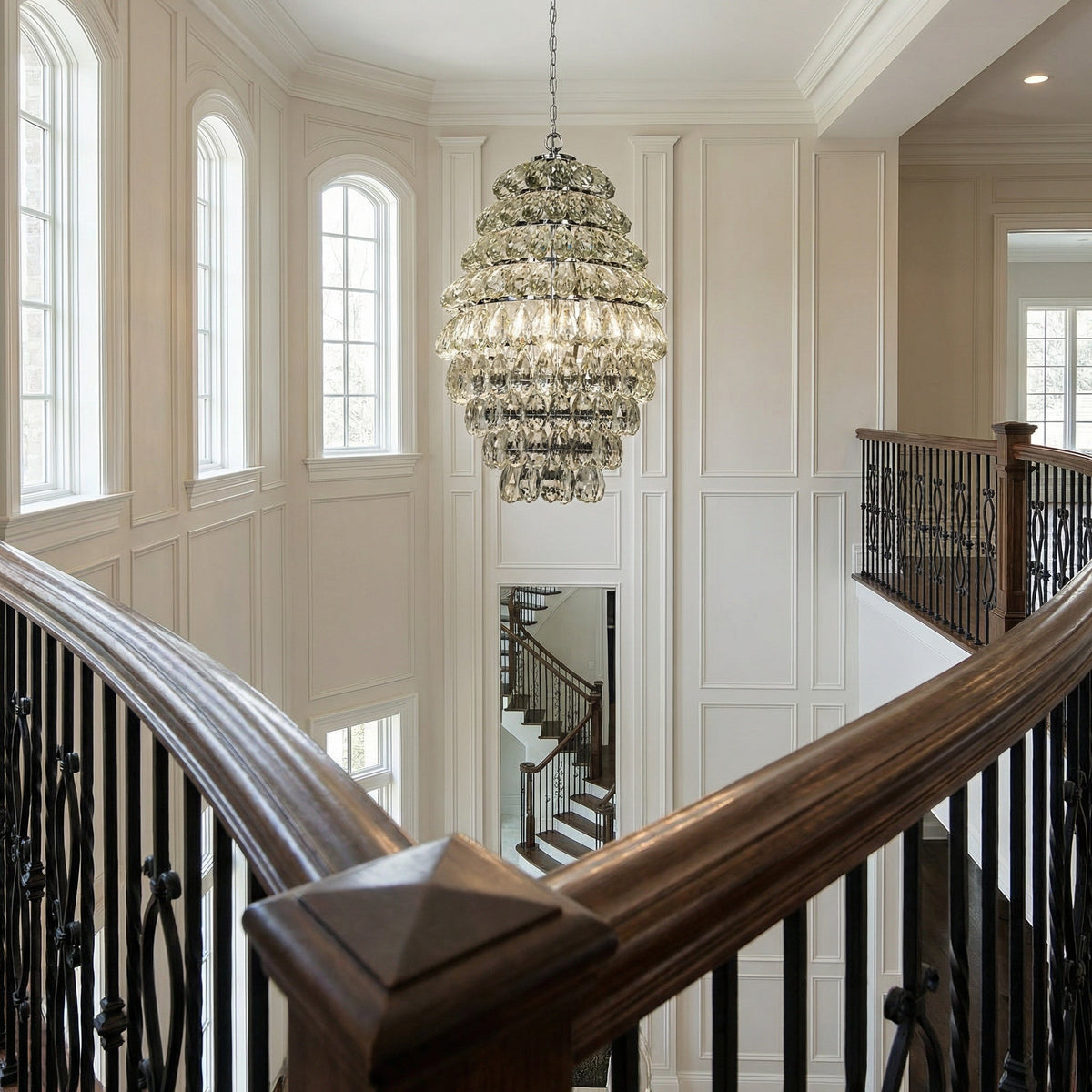 Noir Illumination Chandelier Chrome styled in an interior setting
