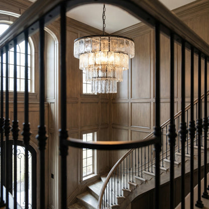 Noir Carnegie Chandelier Matte Black, large, styled in an interior setting