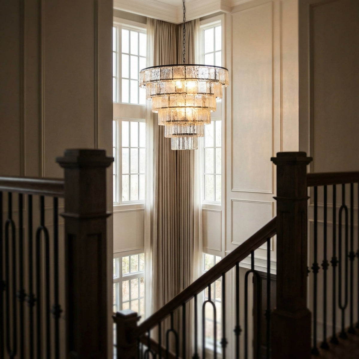 Noir Carnegie Chandelier Matte Black, medium, shown in a styled room setting