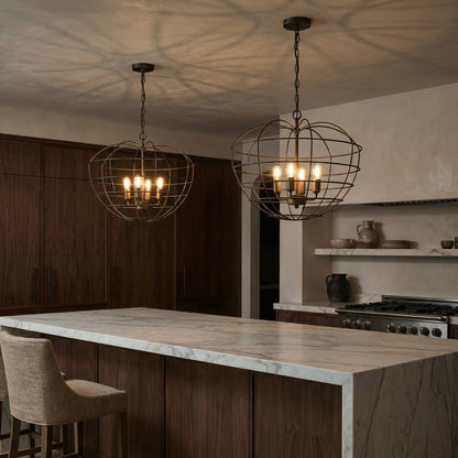 Noir Mo Pendant Antique Brass styled in an interior setting