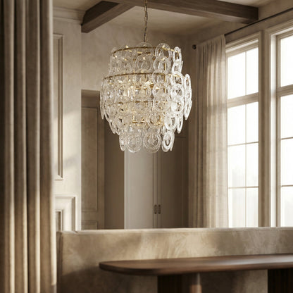 Noir Quebec Chandelier Antique Brass styled in an interior setting