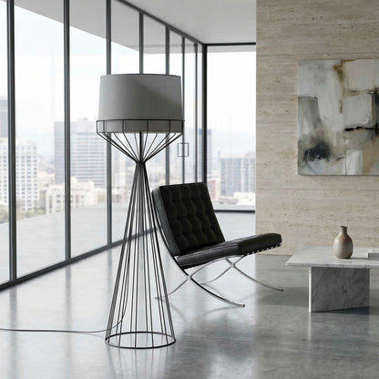 Noir Portal Floor Lamp Matte Black styled in an interior setting