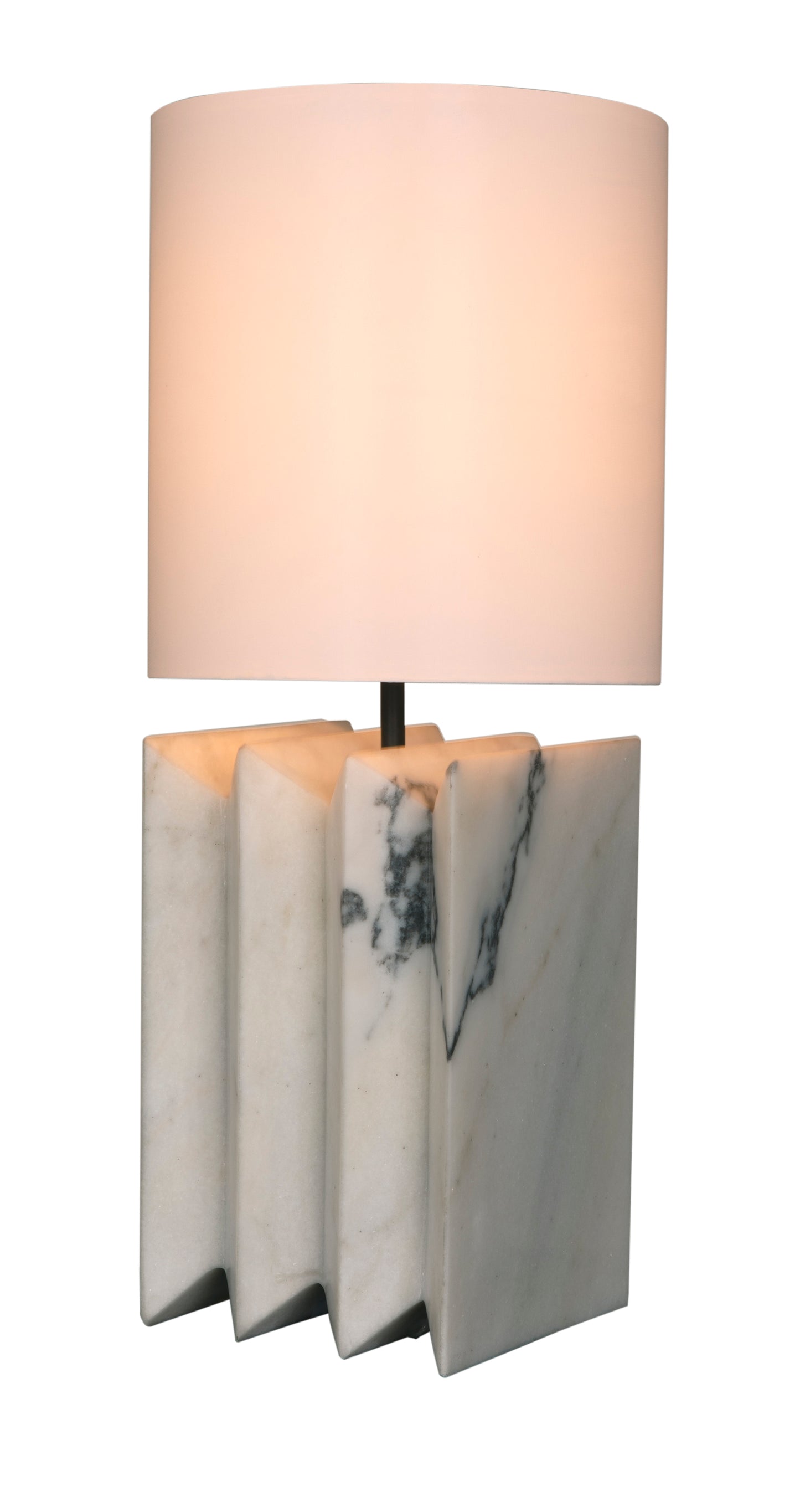 Noir Jman Lamp With Silk Shade White Marble