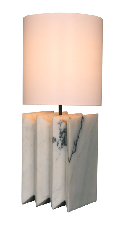 Noir Jman Lamp With Silk Shade White Marble