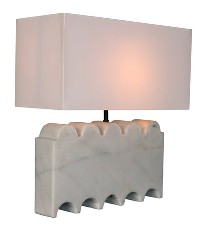 Noir Darth Lamp With Silk Shade White Marble