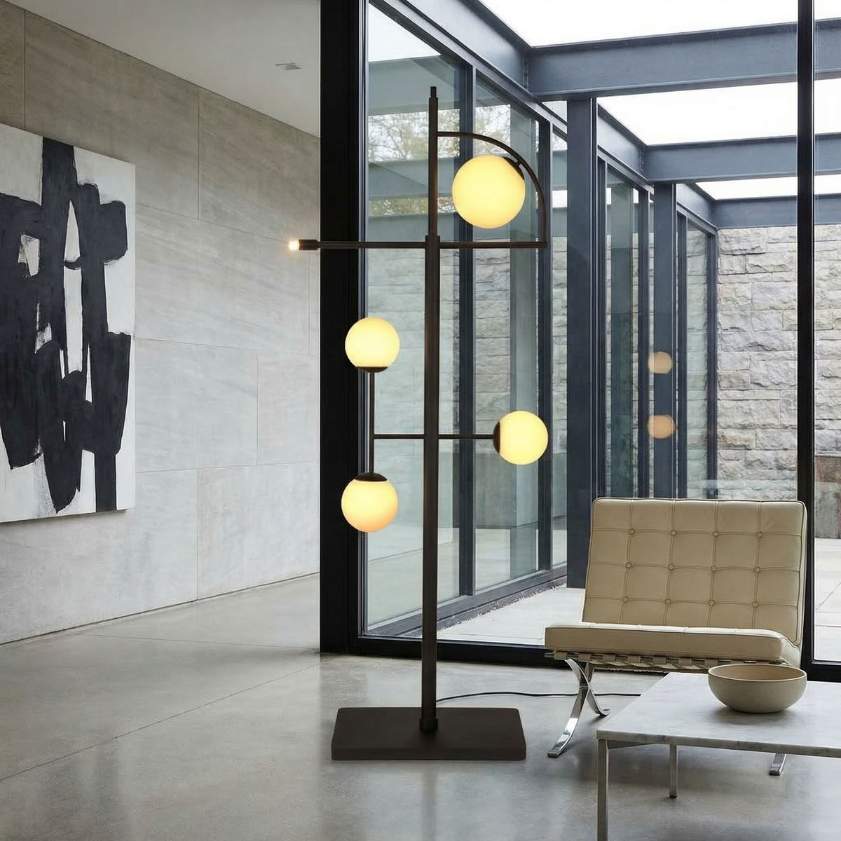 Noir Dasha Floor Lamp Matte Black styled in an interior setting