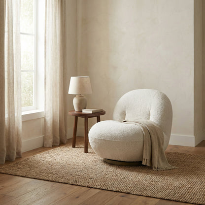 Noir Artemis Lounge Chair Antique Brass, Off-White styled in an interior setting