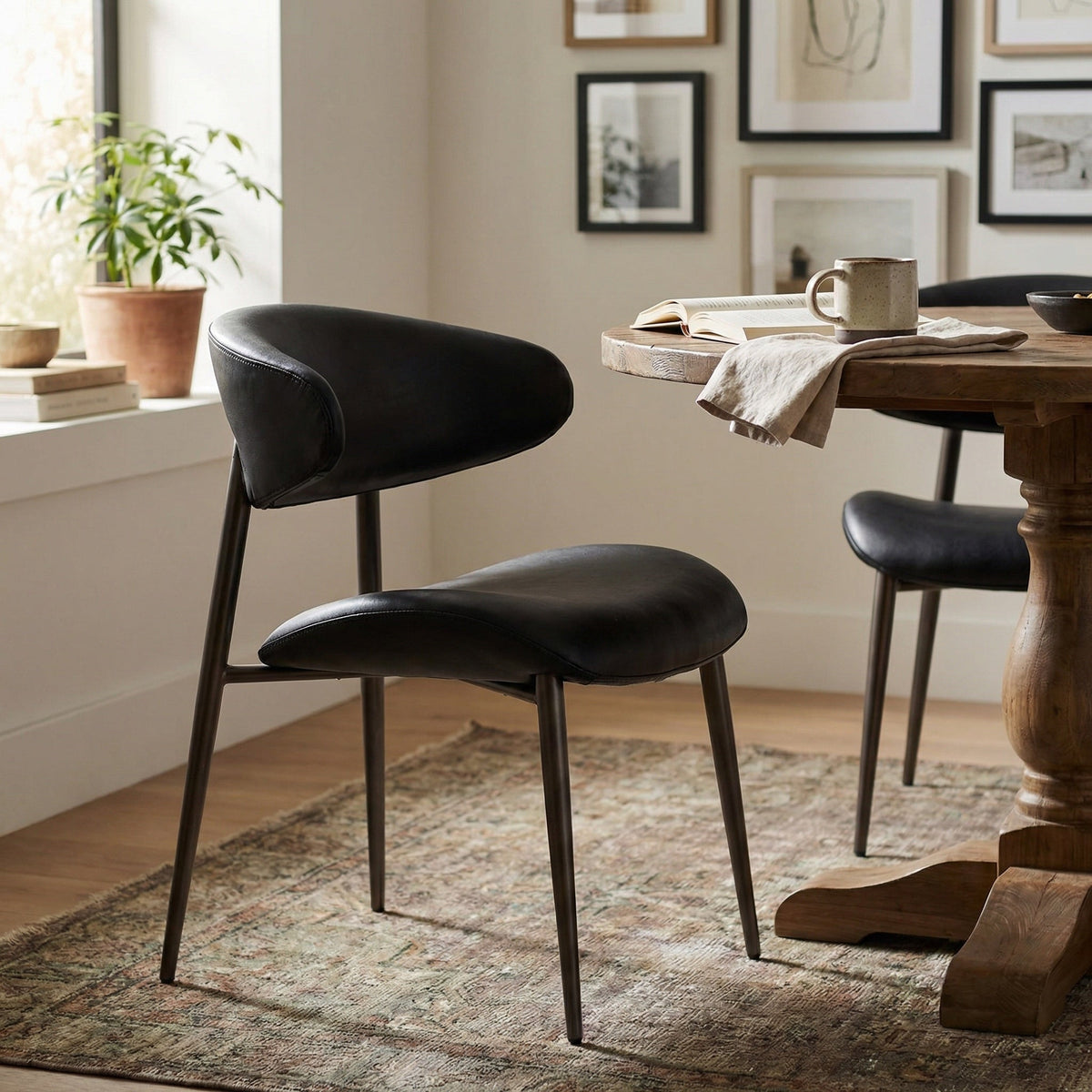 Noir Hakone Chair Gray Powder Coat styled in an interior setting