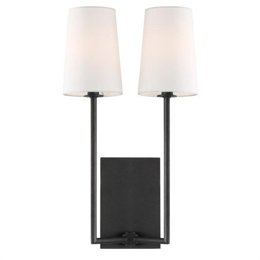 Crystorama Lena 2 Light Wall Sconce Black Forged