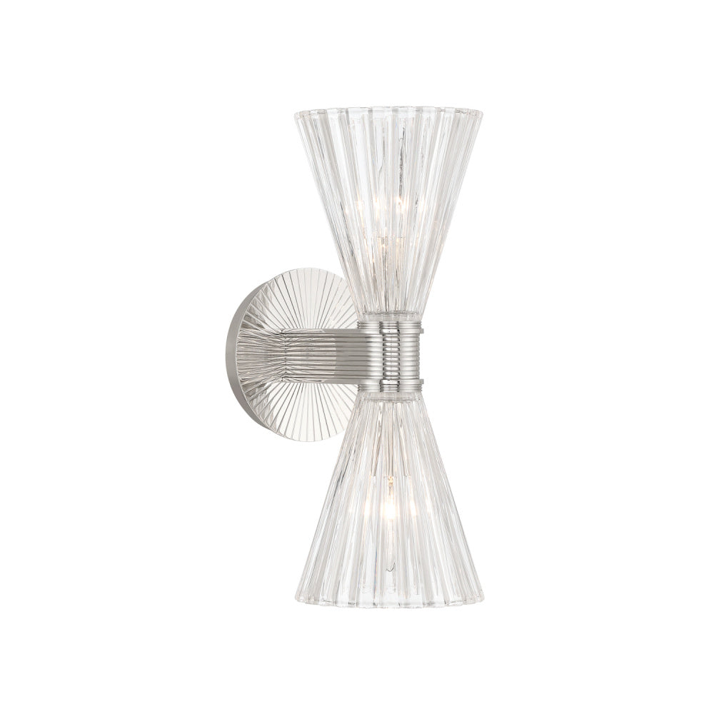 Crystorama Lotus 5.5" 2-Light Wall Sconce Polished Nickel