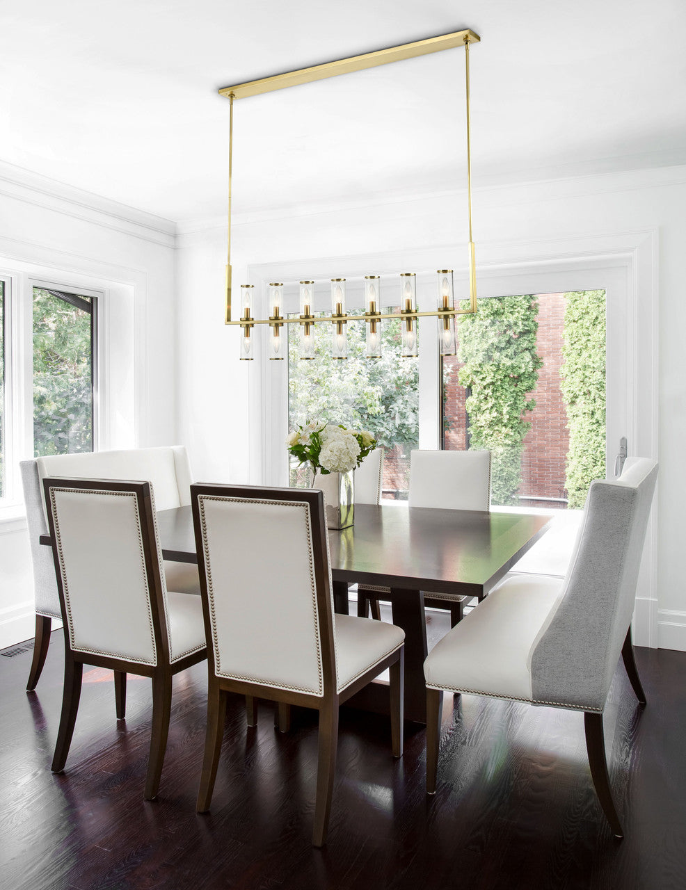 Alora Lighting Revolve 14 Light Linear Chandelier Polished Nickel
