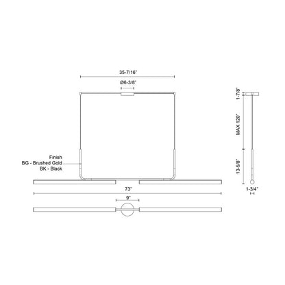 Vesper 73" LED Linear Pendant - Brushed Gold
