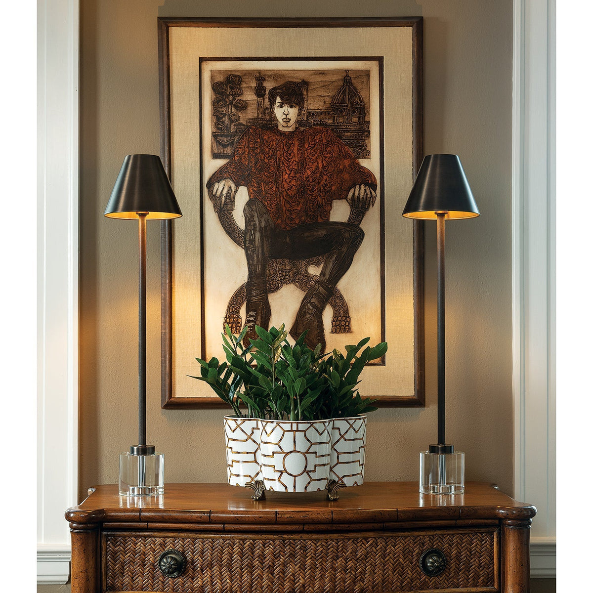 Parliament Buffet Lamp Set of 2 Crystal / Bronze