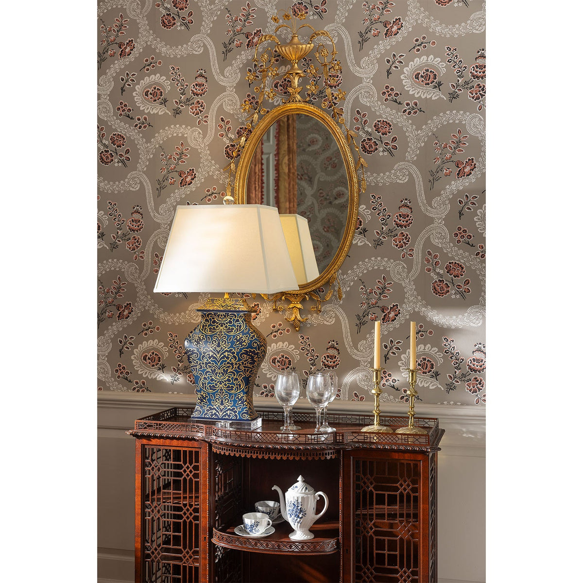 Port 68 Richmond Damask Lamp view 4