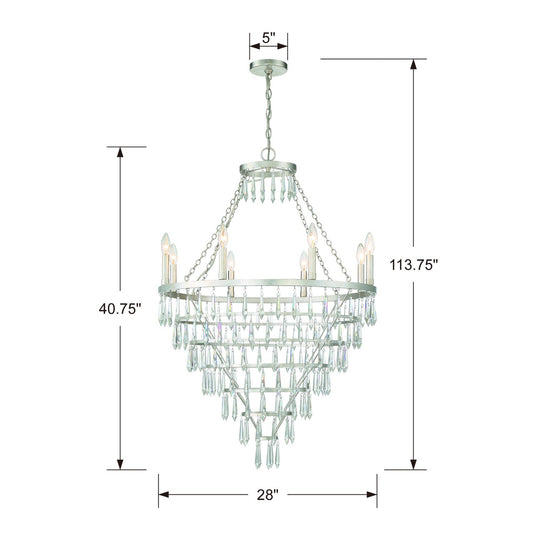 Lucille 8 Light Antique Silver Chandelier