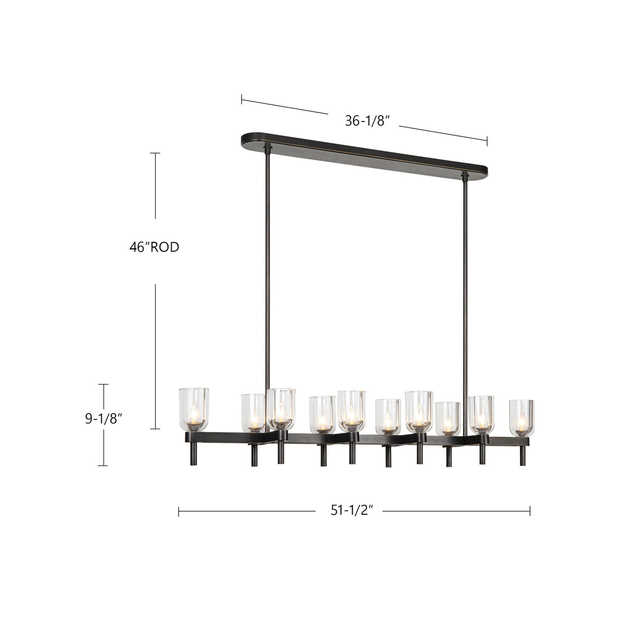 Lucian 52" 10-Light Linear Pendant